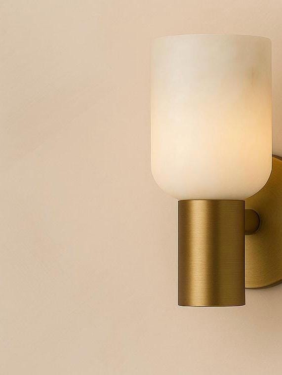 Minimal Alabaster Sconce Light, Mid Century Modern Wall Light Sconce, Wall Light Sconce, Brass Wall Lamp, Bedside Reading Lamp