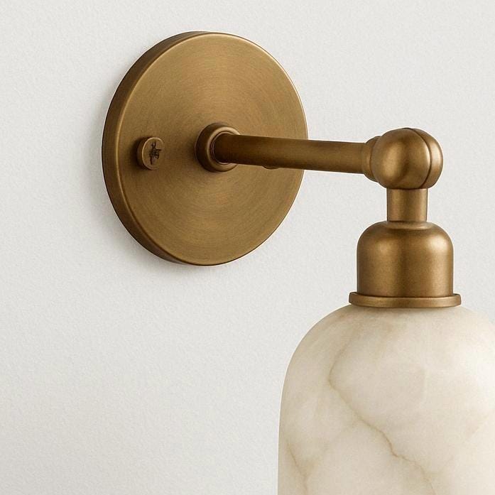 Brass finish Wall Sconce Light with Alabaster Shade, Alabaster Wall Light Sconce, Bathroom Wall Sconce Light, Wall Lamp, Vanity Lighting