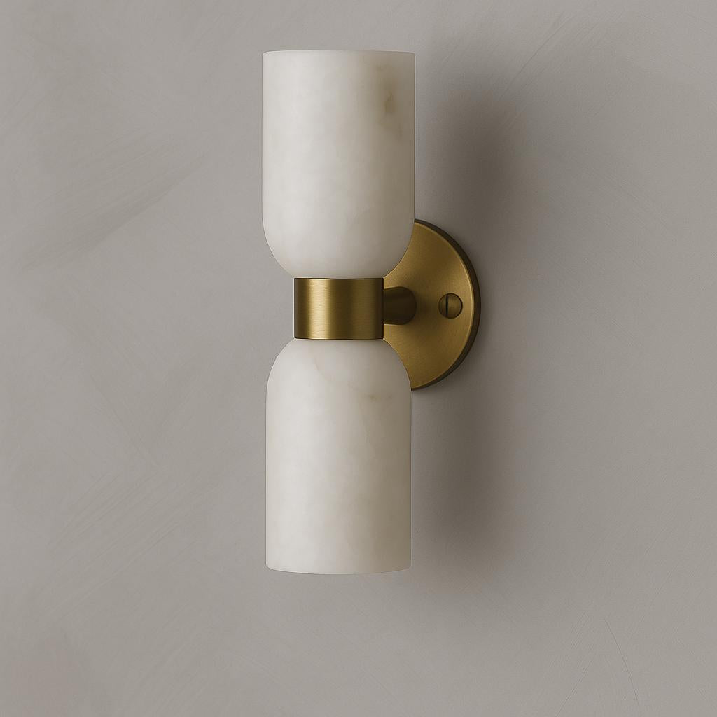 Double Alabaster Sconce Light, Modern Wall Light Sconce, Wall Light Sconce, Brass Wall Lamp, Minimal Sconce Light, Mid Century Brass Light