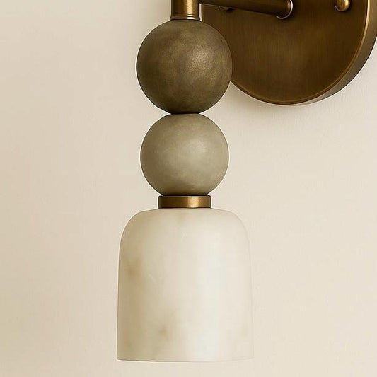Alabaster Wall Sconce, Mid Century Modern Wall Sconce, Vintage Wall Light Sconce, Brass Wall Lamp, Minimal Sconce Light, Modern Brass Light