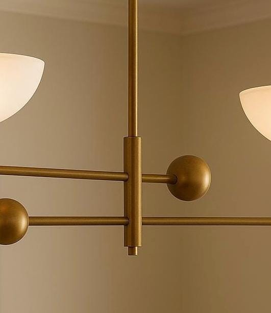 Frosted Glass Chandelier Lighting, Sputnik Pendant Light Fixture, Brass Finish Pendant Light, Modern Chandelier, 2 Ceiling Light Fixture