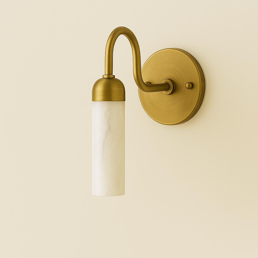 Hallway Alabaster Wall Sconce, Modern Brass Wall Sconce Light, Tasseled Cylinder Wall Light Sconce, Indoor Wall lamp