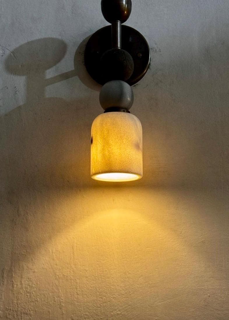Alabaster Wall Sconce, Mid Century Modern Wall Sconce, Vintage Wall Light Sconce, Brass Wall Lamp, Minimal Sconce Light, Modern Brass Light