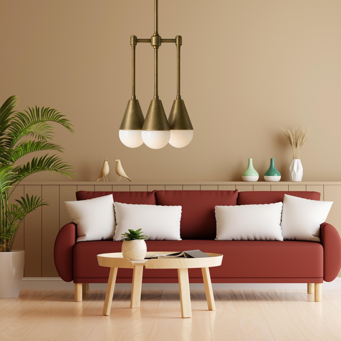 Brass Chandelier Lighting, Handmade Brass Finish Pendant Light, Modern Chandelier, Frosted Glass Ceiling Light Fixture