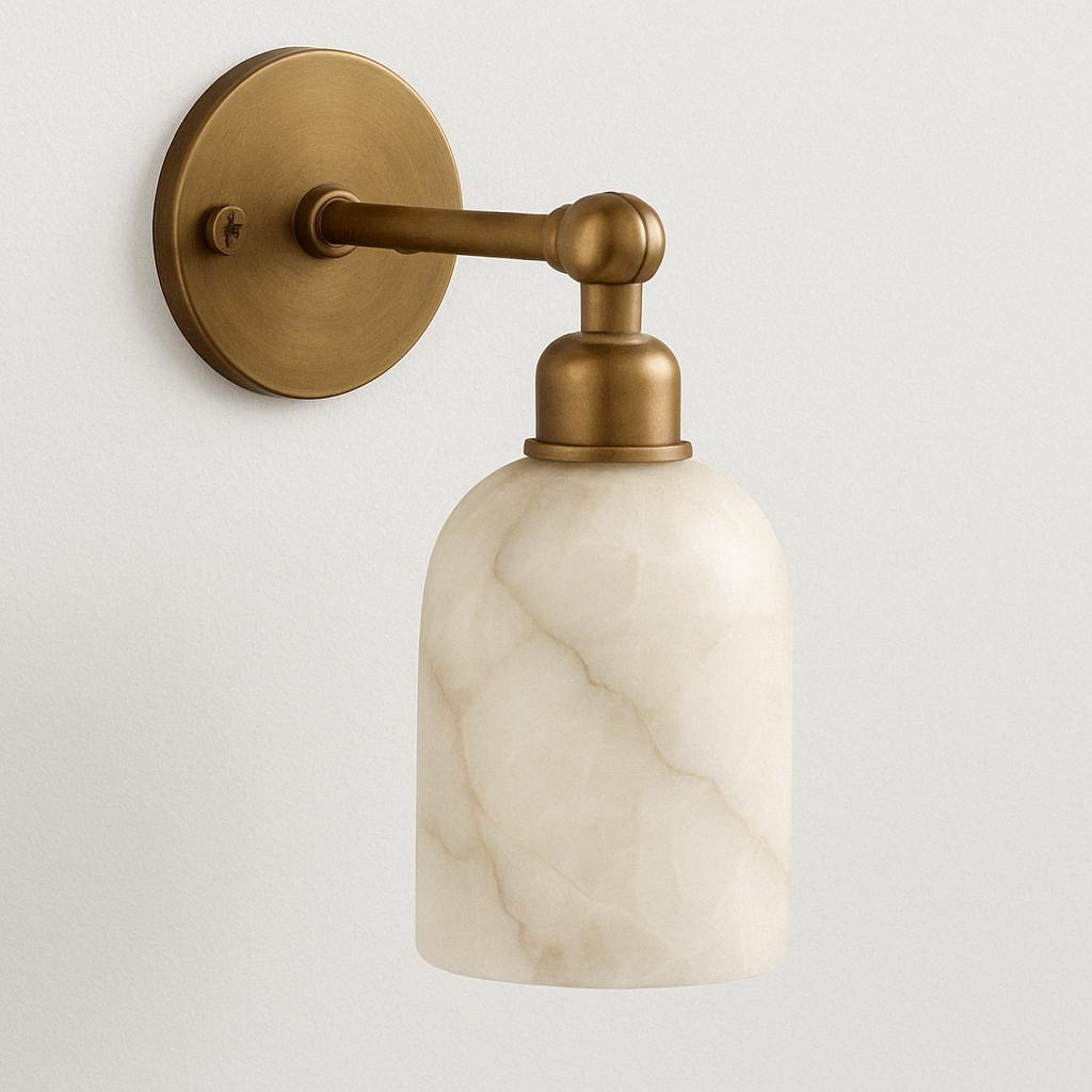 Brass finish Wall Sconce Light with Alabaster Shade, Alabaster Wall Light Sconce, Bathroom Wall Sconce Light, Wall Lamp, Vanity Lighting