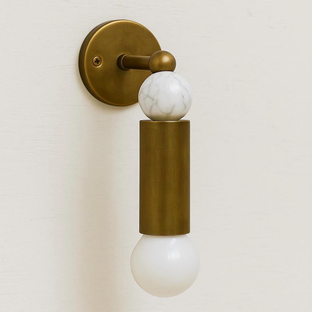 Brass Finish Wall Sconce Light, Mid Century Modern Gemstone Wall Light Sconce, Indoor Wall Lamp, Side Bed Reading lamp
