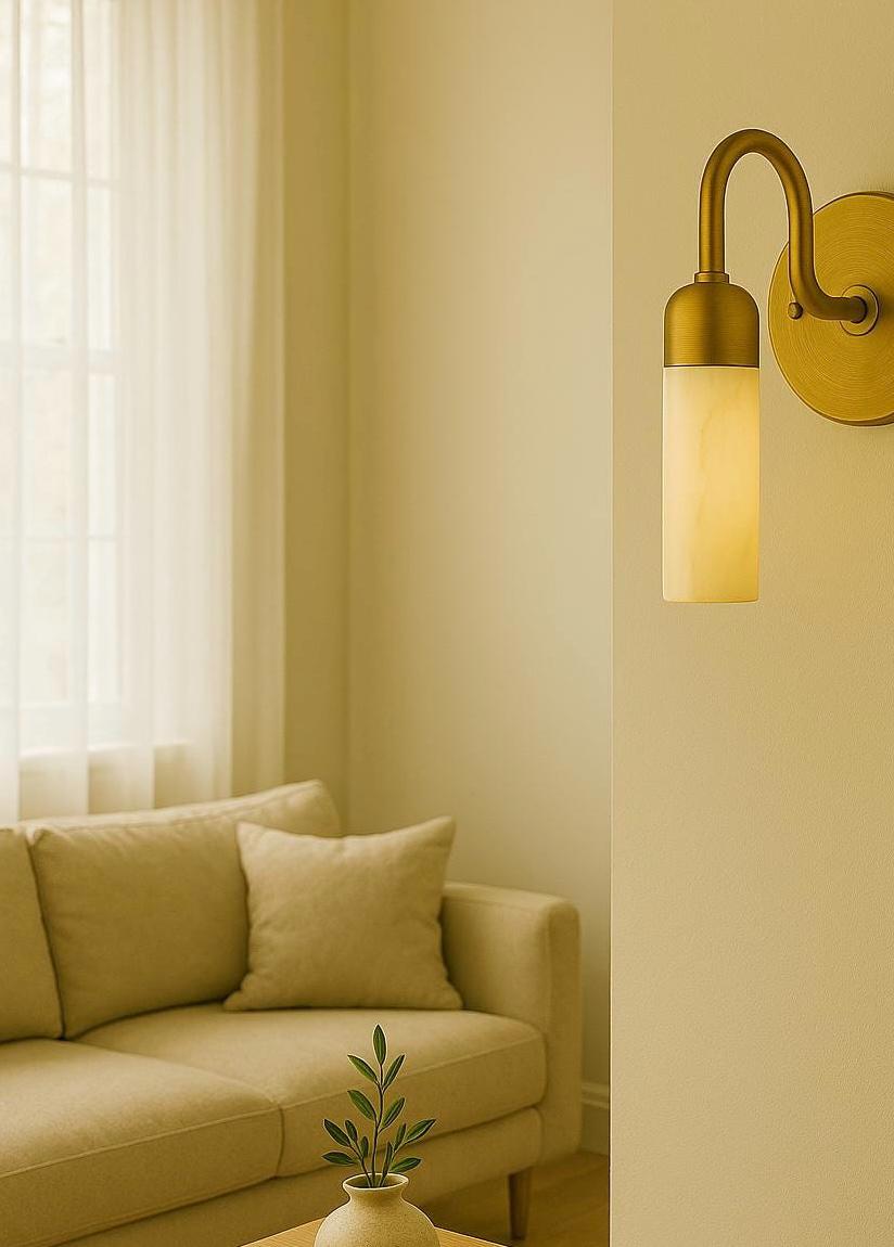 Hallway Alabaster Wall Sconce, Modern Brass Wall Sconce Light, Tasseled Cylinder Wall Light Sconce, Indoor Wall lamp