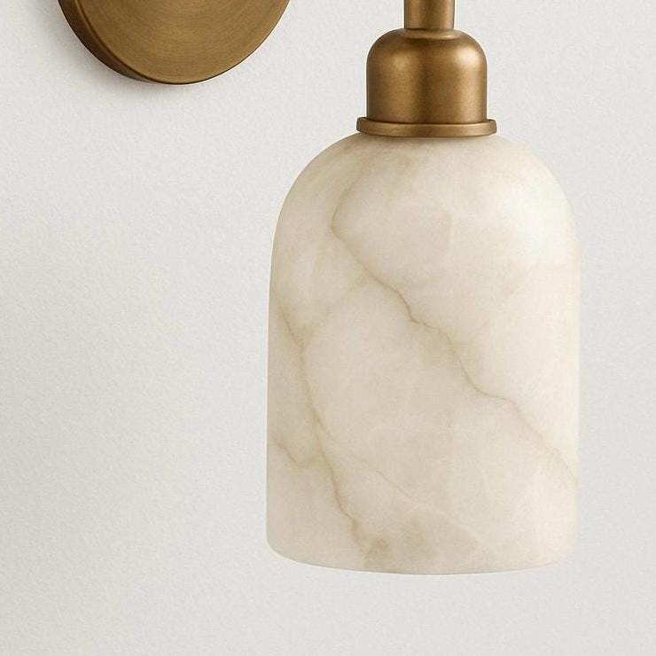 Brass finish Wall Sconce Light with Alabaster Shade, Alabaster Wall Light Sconce, Bathroom Wall Sconce Light, Wall Lamp, Vanity Lighting