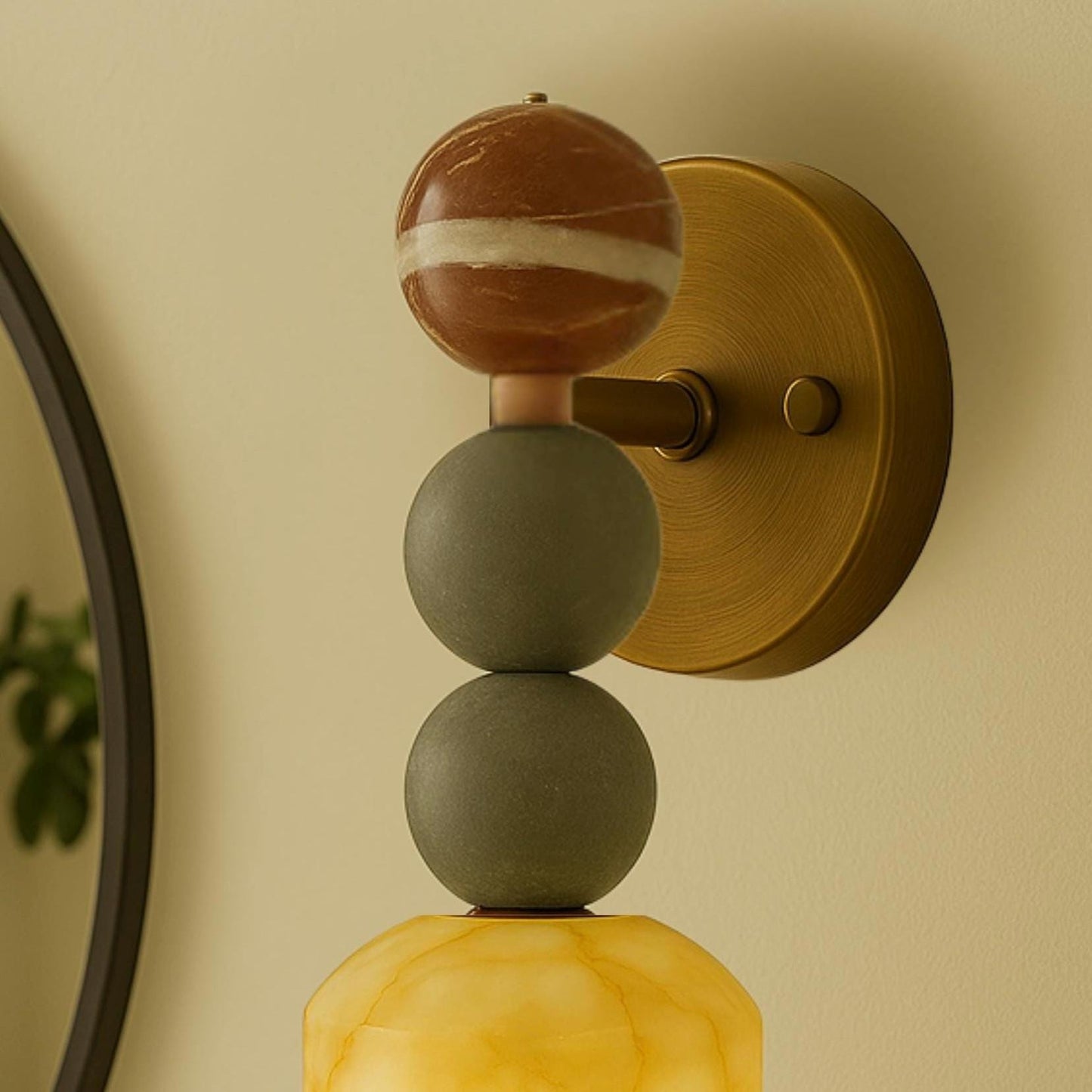 Modern Alabaster Sconce Light, Mid Century Modern Wall Sconce, Vintage Wall Light Sconce, Minimal Sconce Light