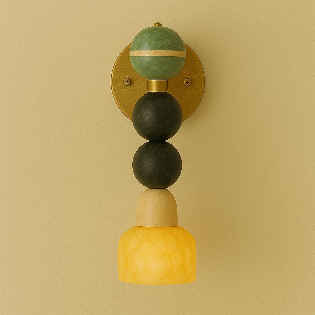 Modern Brass Wall Lamp, Alabaster Wall Sconce Light, Mid Century Modern Wall Sconce, Vintage Wall Light Sconce, Minimal Sconce Light