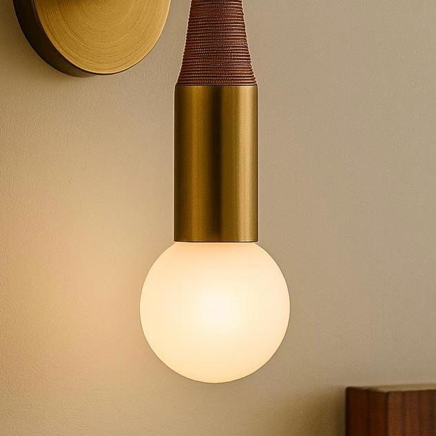 Brass Wall Sconce with Marble and Leather Wrap, Modern Bedside Light Fixture, Luxury Wall Lamp, Minimalist Lighting for Bedroom