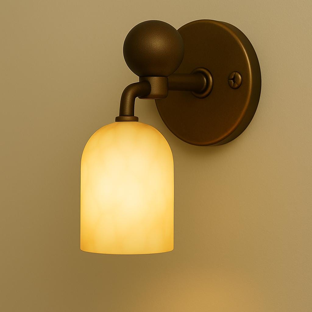 Alabaster Stone Wall Sconce, Minimal Sconce Light, Modern Wall Light Sconce, Vintage Wall Sconce Lamp, Brass Wall Lamp, Modern Brass Light