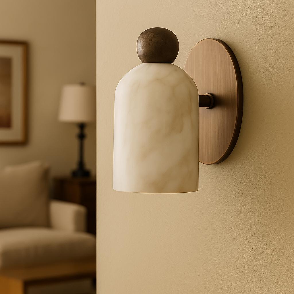 Alabaster Wall Sconce, Modern Wall Sconce, Vintage Wall Light Sconce, Brass Wall Lamp, Minimal Sconce Light, Modern Brass Light