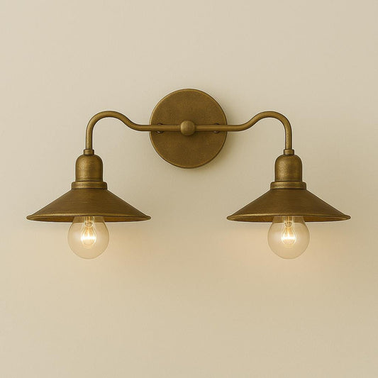 Double Shade Brass Wall Light Sconce, Bedroom Light, Indoor Wall Light, Mid Century Modern Wall Sconce, Reading Lamp