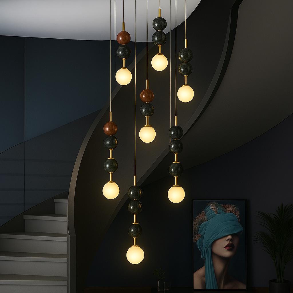 Modern Chandelier Lighting, Brass Pendant Light, Marble Stone Light Chandelier, Brass Ceiling Lamp, Light Pendant, Bedside Ceiling Lamp