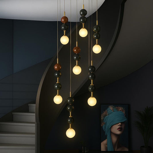 Modern Chandelier Lighting, Brass Pendant Light, Marble Stone Light Chandelier, Brass Ceiling Lamp, Light Pendant, Bedside Ceiling Lamp