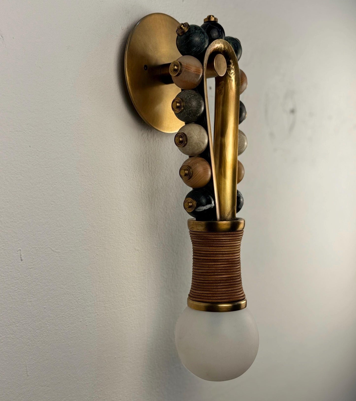 Marble Wall Sconce Light, Mid Century Modern Brass Wall Sconce, Bathroom Lights, Bedroom Wall Lamp, Indoor Wall Light, Vintage Wall Sconce