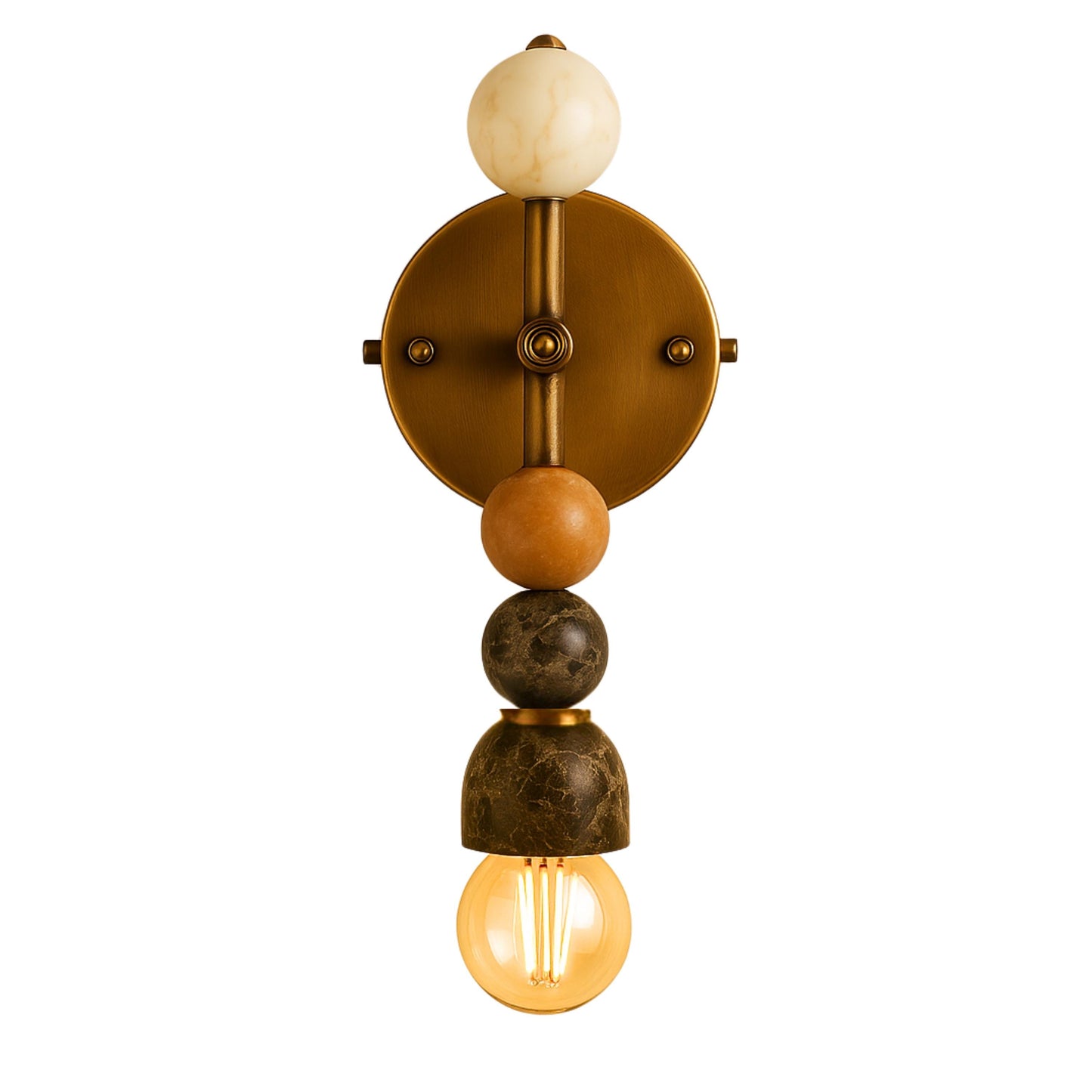 Wall Sconce Light, Brass Wall Light Sconce, Bathroom Vanity, Indoor Wall Light, Mid Century Modern Sconce, Marble Stone Light