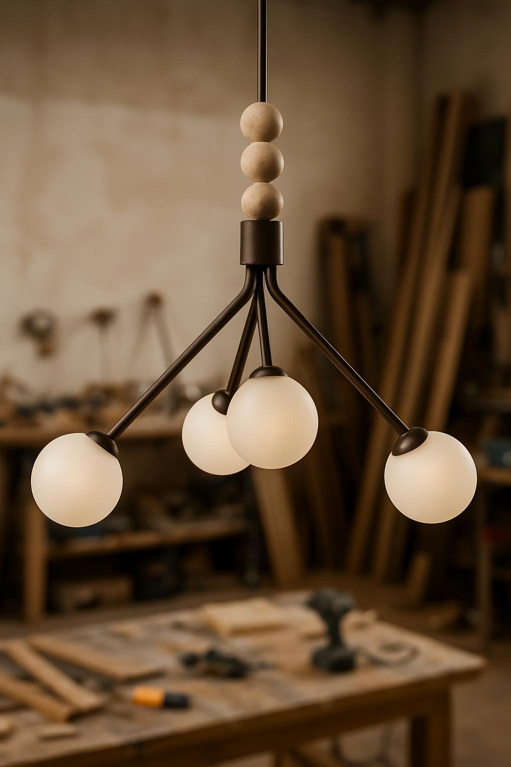 Brass Pendant Light, Handcrafted Brass Finish Chandelier Lighting, Mid Century Modern Chandelier, Frosted Glass Ceiling Light Fixture
