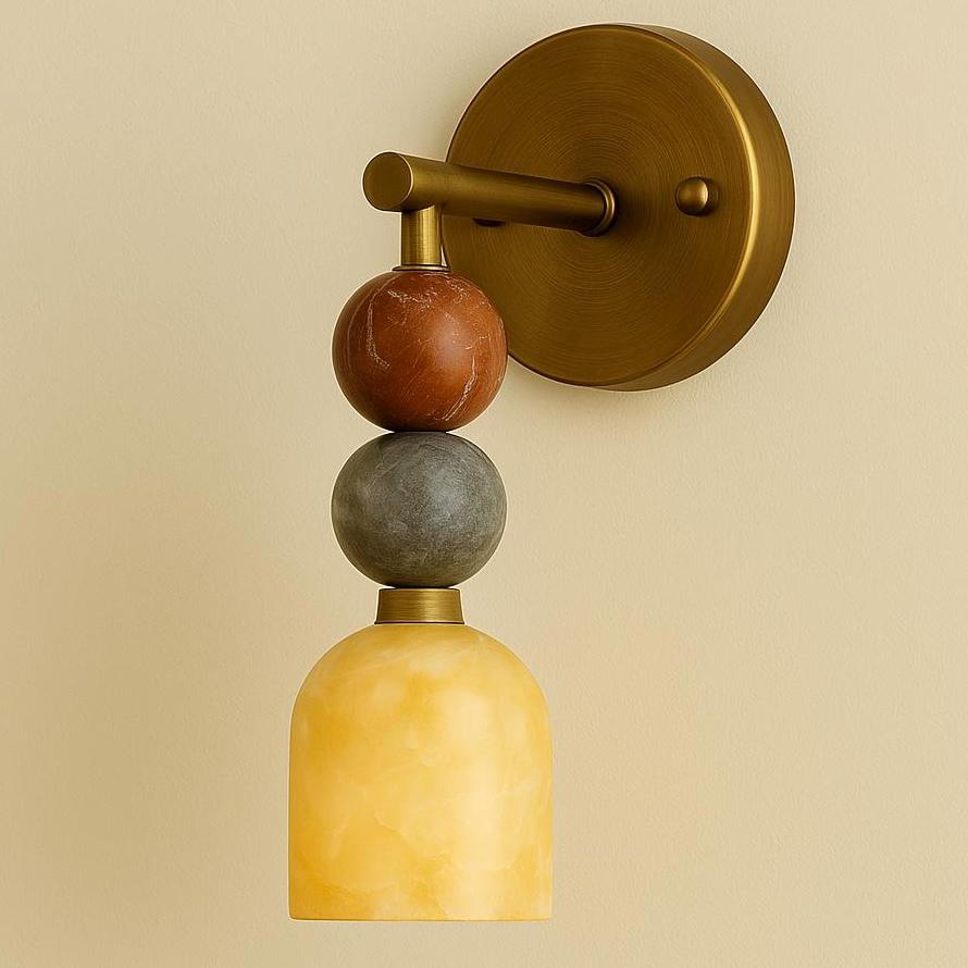 Marble Wall Sconce, Mid Century Modern Wall Sconce, Vintage Wall Light Sconce, Brass Wall Lamp, Minimal Sconce Light, Modern Brass Light