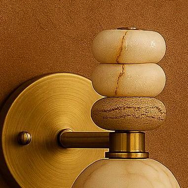 Alabaster Minimalist Wall Light Sconce with Gemstone, Mid Century Wall Sconce Light, Side bed Wall Light Fixture, Indoor Wall Lamp,