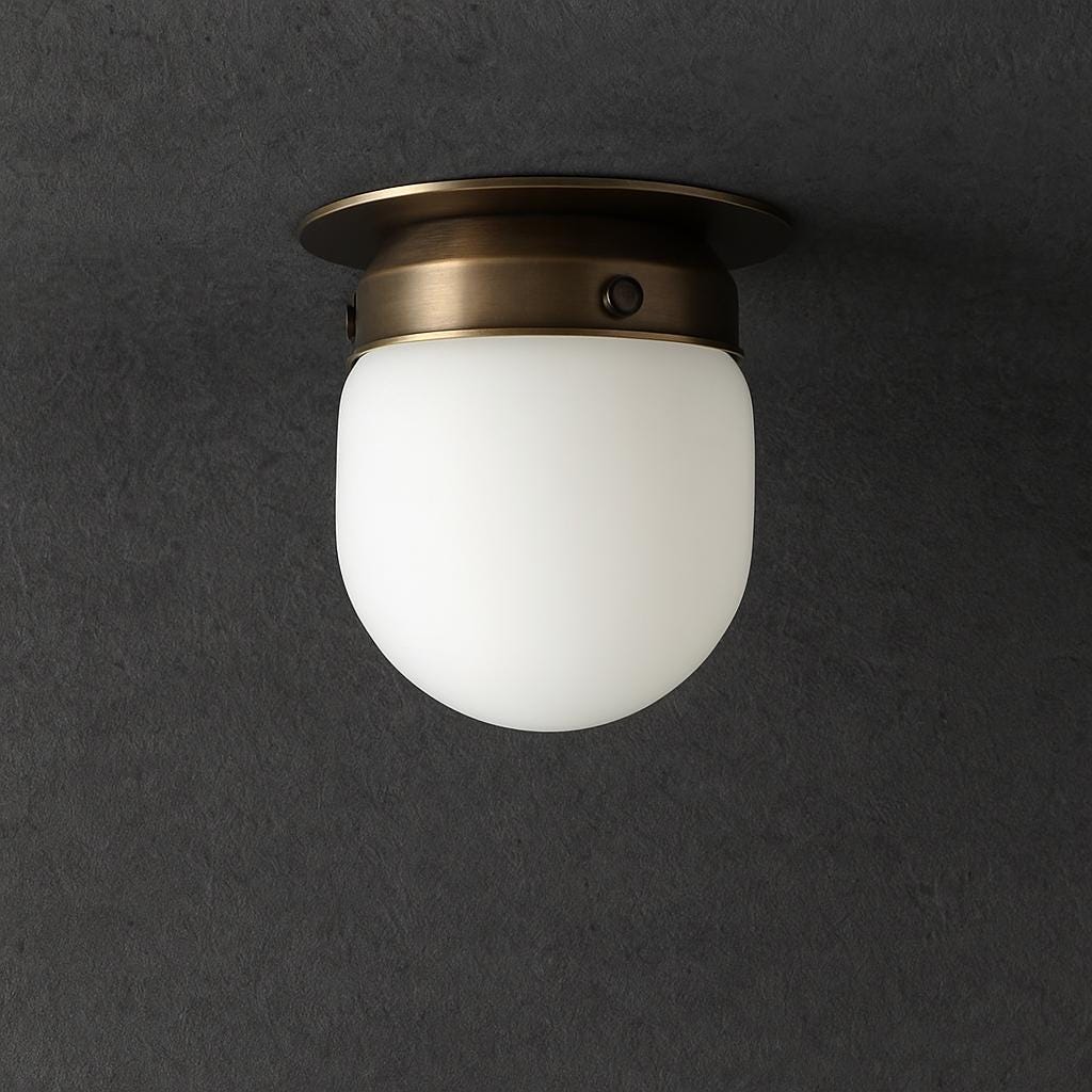 Flushed Mount Wall Sconce Light/Brass Wall Sconce, Handcrafted Frosted Glass Wall Lamp, Bedroom Wall Sconce