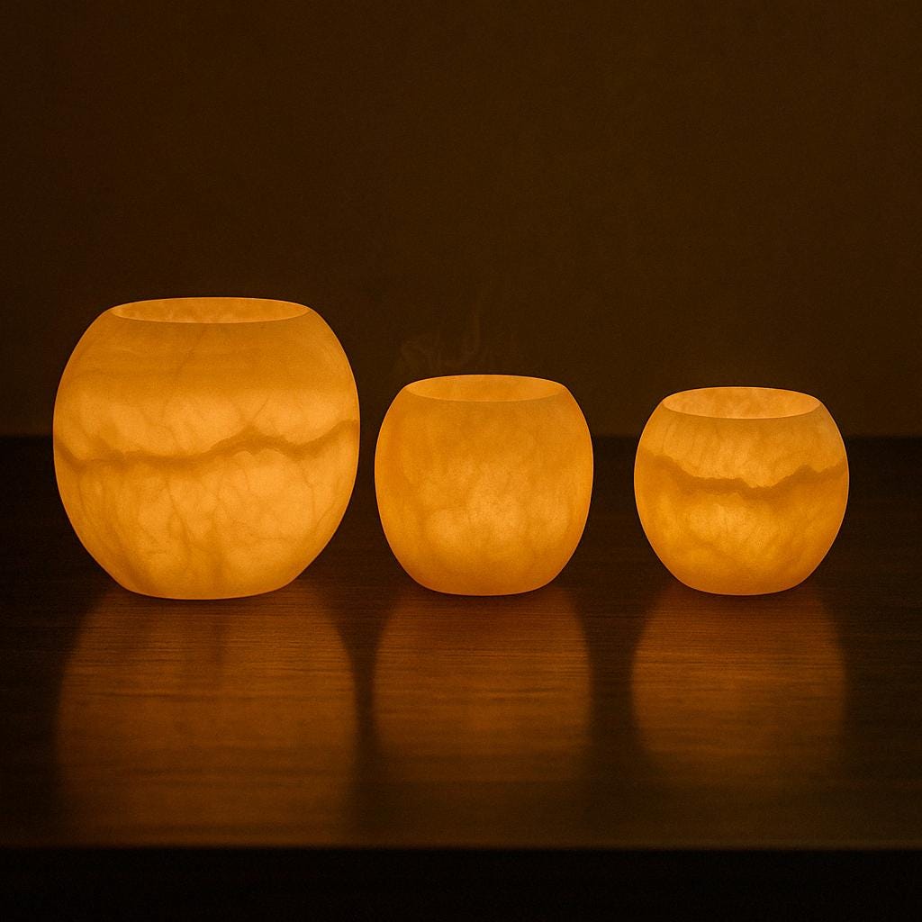 Handmade Egyptian Alabaster Candle Holder, White Alabaster Stone Candle Holder, Handcrafted Alabaster Candle Holder, Bathroom Candle Light