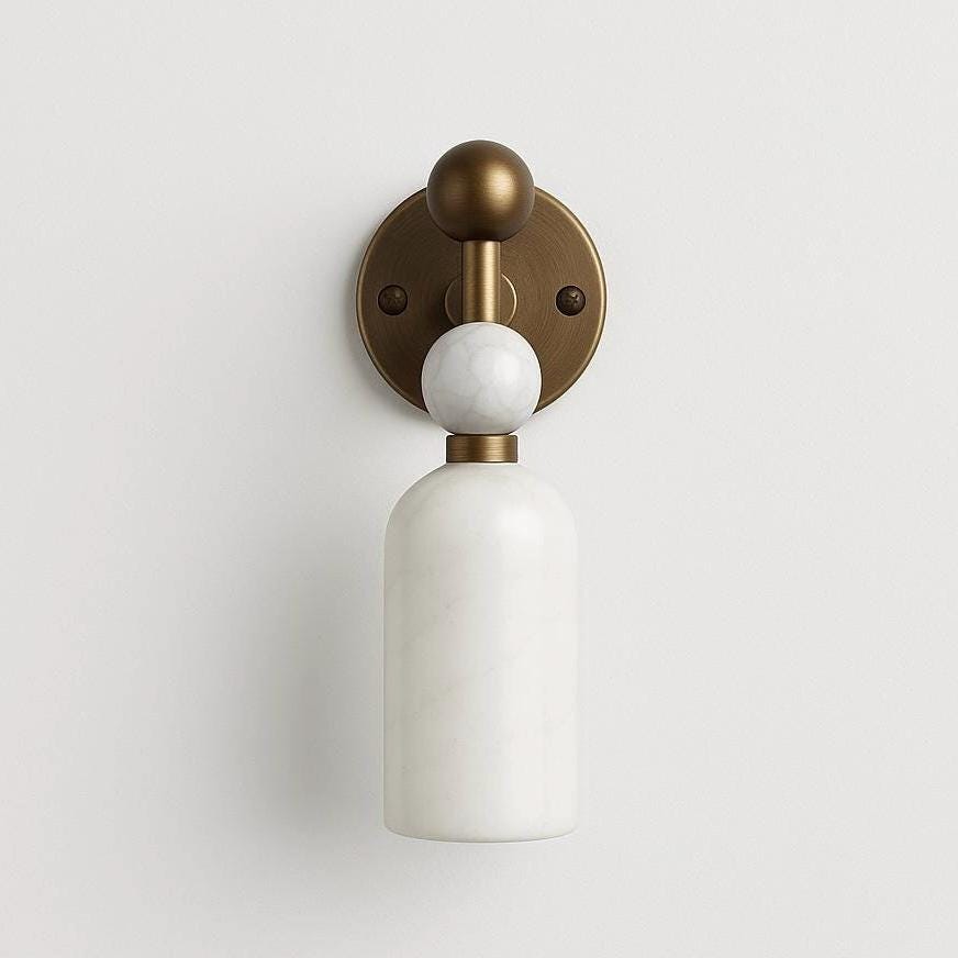 Marble Stone Alabaster Wall Sconce/Brass Wall Lamp/Vintage Wall Light Sconce/Minimal Sconce Light/Handcrafted Brass Finish Wall Light