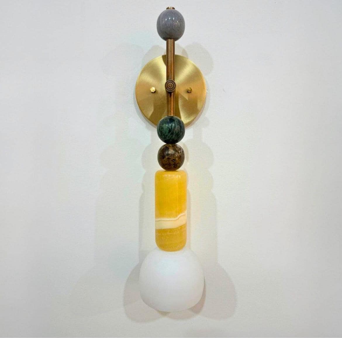 Marble Stone Wall Sconce Light, Modern Wall Sconce, Mid Century Wall Light Sconce, Indoor Wall Lamp, Handcrafted Brass Light fixture