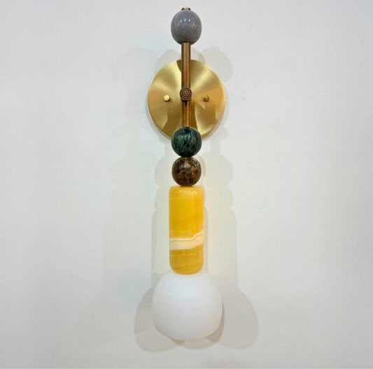 Marble Stone Wall Sconce Light, Modern Wall Sconce, Mid Century Wall Light Sconce, Indoor Wall Lamp, Handcrafted Brass Light fixture