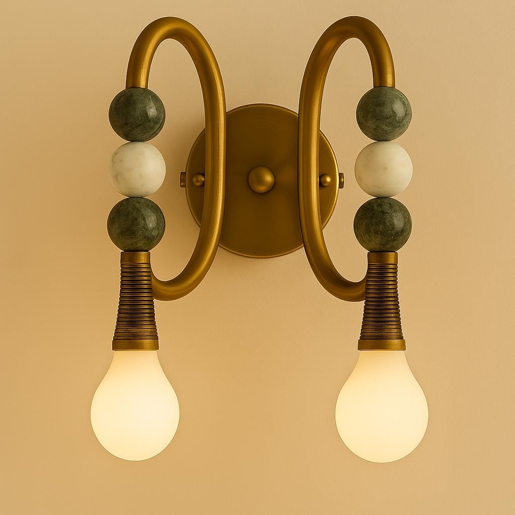 Double Loop Wall Light Sconce, Marble Stone Wall Sconce Lights, Mid Century Modern Wall Sconce Bedroom Wall Lamp, Indoor Wall Light