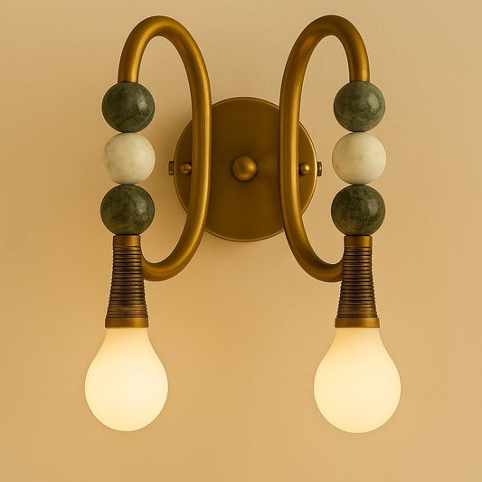 Double Loop Wall Light Sconce, Marble Stone Wall Sconce Lights, Mid Century Modern Wall Sconce Bedroom Wall Lamp, Indoor Wall Light