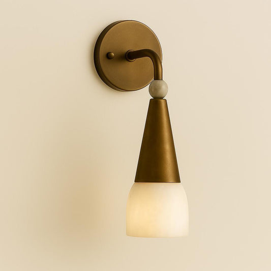Alabaster Brass Wall Sconce Light, Modern Brass Wall Light Sconce, Mid Century Wall Light Sconce, Indoor Wall , Brass Light fixture