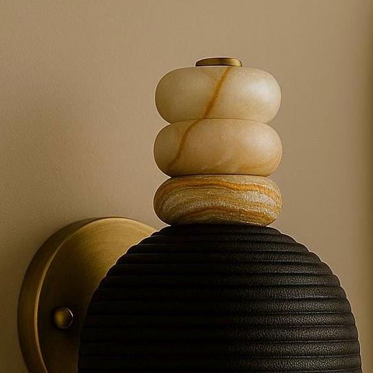 Gemstone Brass Wall Light Sconce, Unique Wall Lamp Bun Style, Mid Century Modern Wall Sconce Light, Bathroom Vanity Light, Indoor Wall Light
