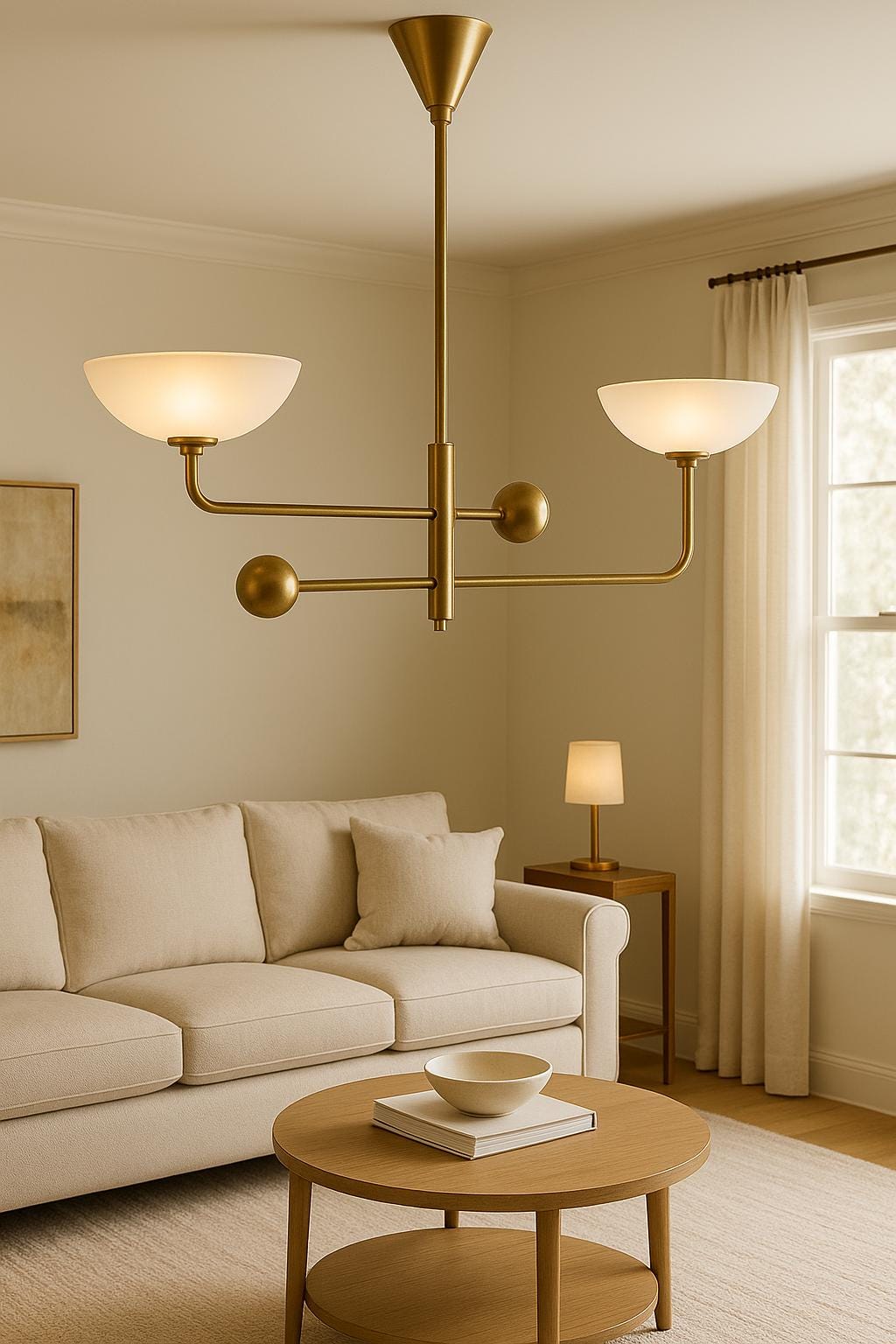 Frosted Glass Chandelier Lighting, Sputnik Pendant Light Fixture, Brass Finish Pendant Light, Modern Chandelier, 2 Ceiling Light Fixture
