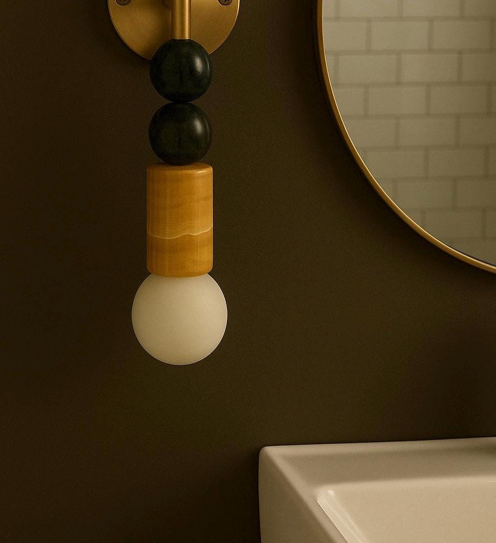 Marble Sconce Wall Light, Mid Century Modern Wall Sconce, Vintage Wall  Sconce, Brass Wall Lamp, Minimal Sconce Light, Modern Brass Light