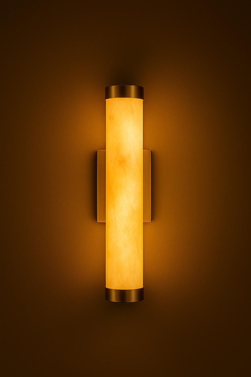 Mid Century Modern Alabaster Wall Sconce, Brass Wall Sconce Light, Cylinder Wall Light Sconce, Indoor Wall lamp, Hallway Sconce