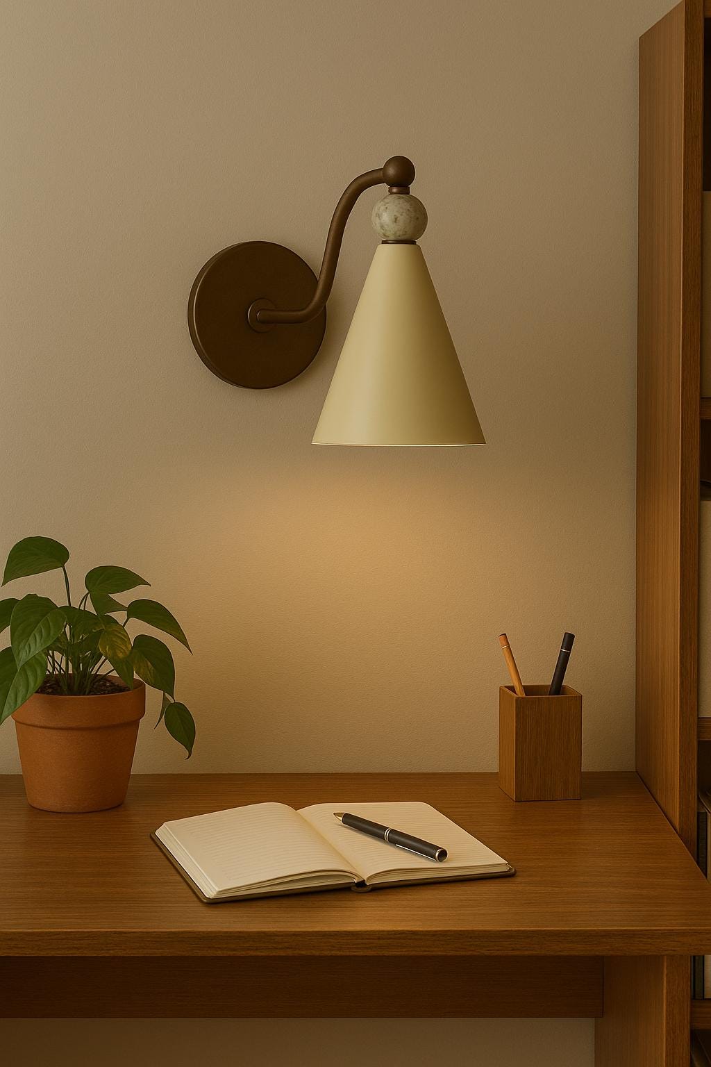Indoor Wall Lamp, Brass Cone Wall Sconce Light with Gemstone, Brass Wall Light Sconce, Hallways Sconce Light, Mid Century Modern Wall Sconce