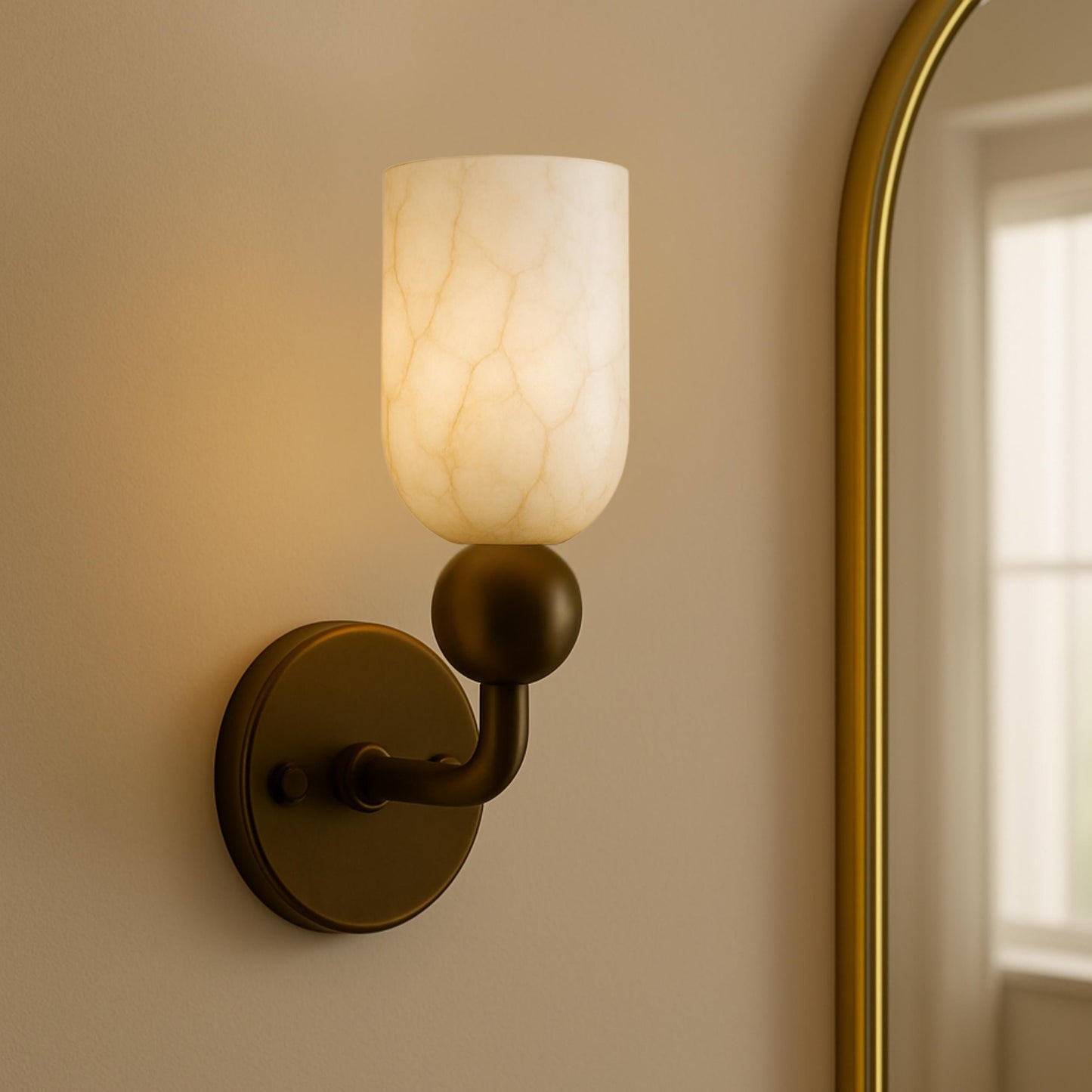Victorian Alabaster Stone Wall Sconce, Minimal Sconce Light, Modern Wall Light Sconce, Vintage Wall Sconce Lamp, Brass Finish Wall Lamp