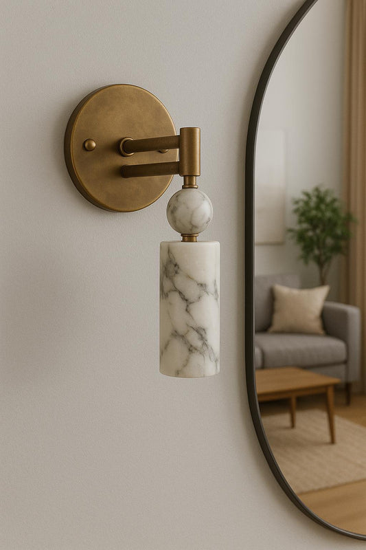 Alabaster Wall Lamp/Mid Century Modern Brass Wall Light Sconce,Brass Wall Sconce Light, Indoor Lamp, Vanity Lights, Mirrror Sconce