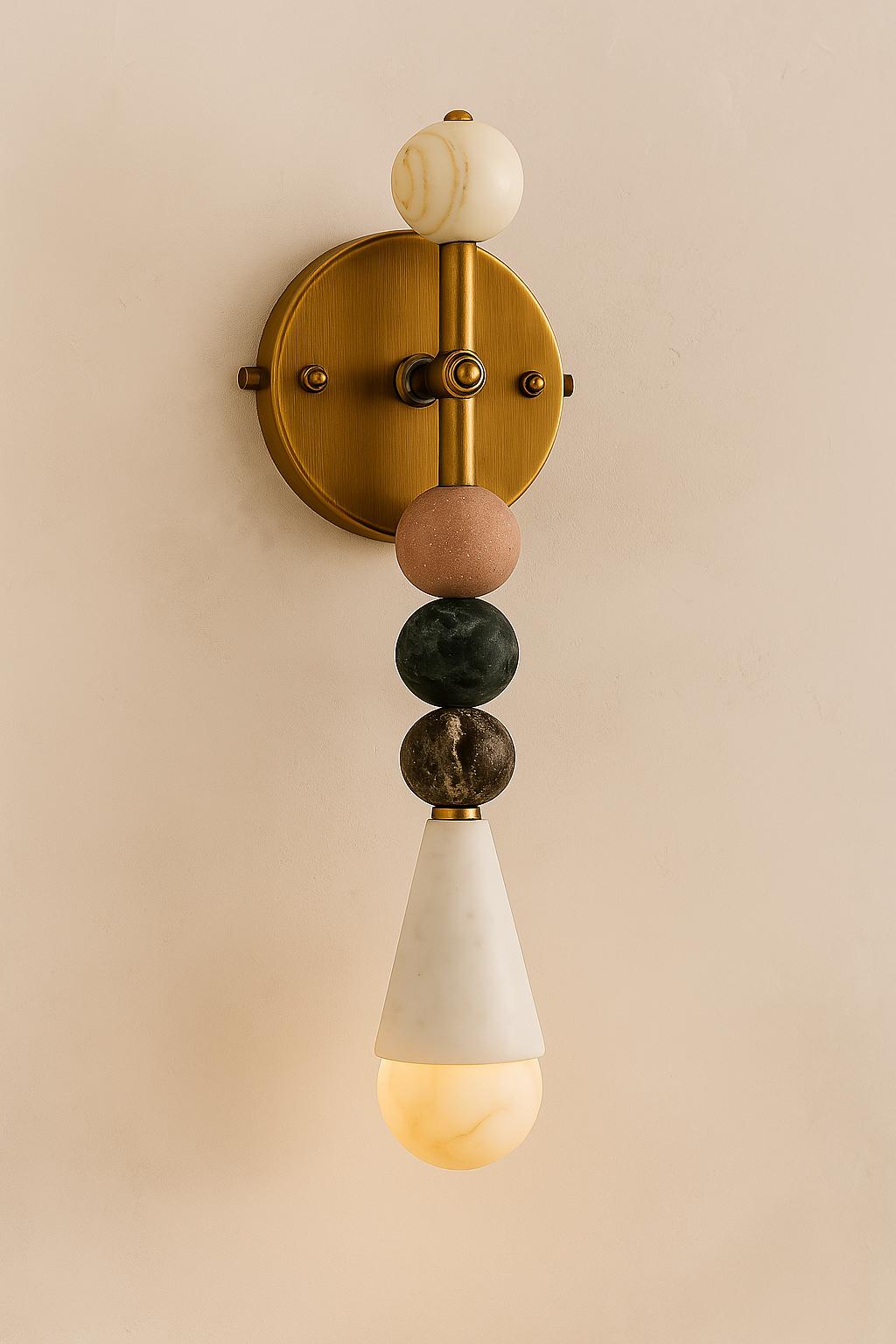 Marble Cone Sconce Light, Brass Wall Light Sconce, Bathroom Lights, Indoor Wall Light, Mid Century Modern Wall Sconce, Brass wall Sconce