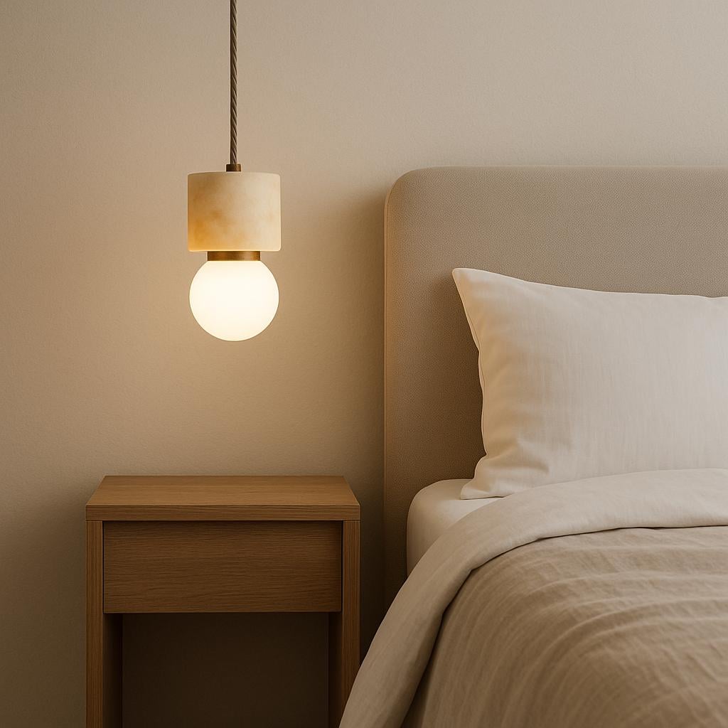 Alabaster Pendant Lighitng, Downrod Chandelier Lighting, Modern Alabaster Ceiling Lamp, Handmade Bedside Ceiling Lamp,