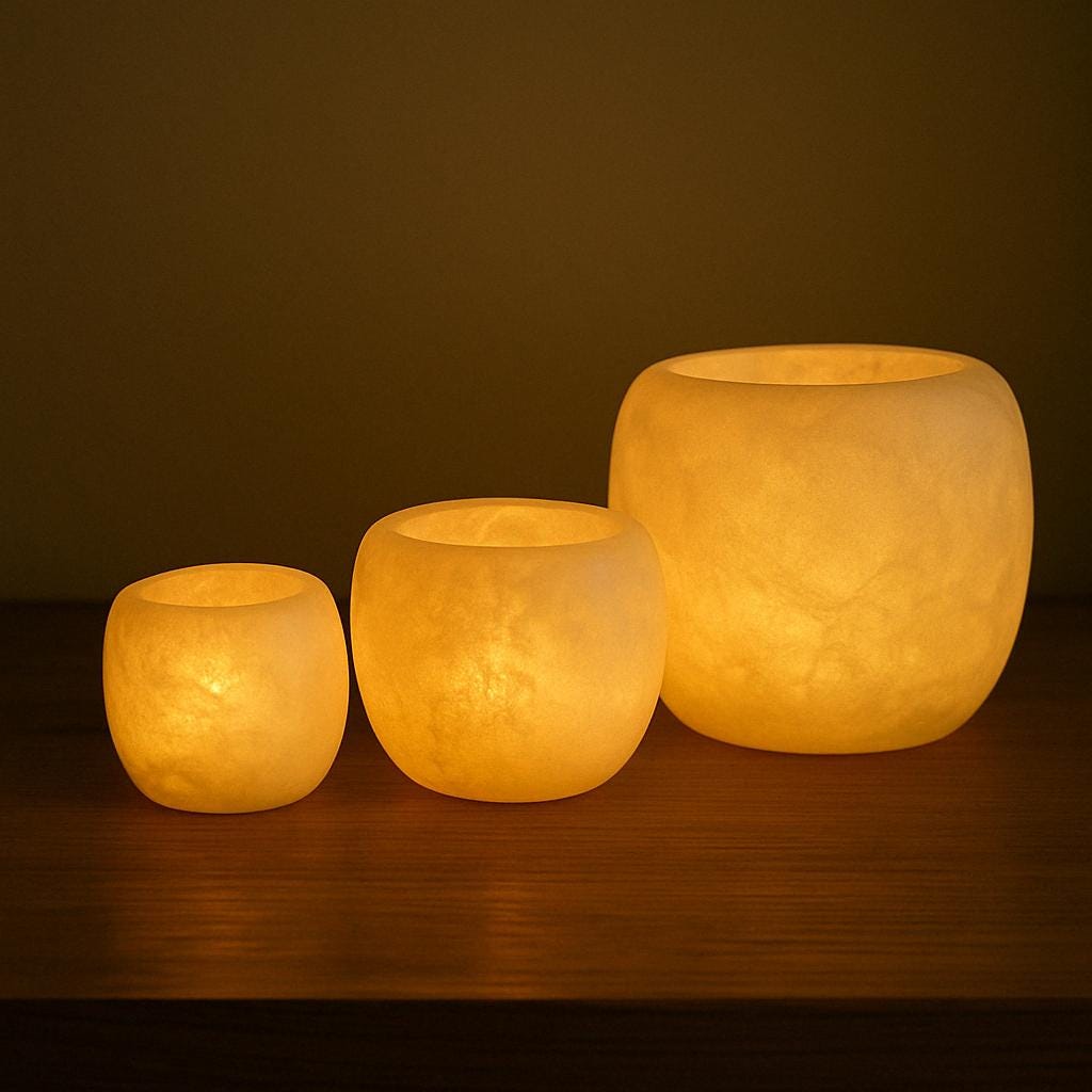 White Alabaster Stone Candle Holder, Handmade Candle Holder, Handcrafted Alabaster Candle Holder, Bathroom Candle Light, Cozy Canldle holder