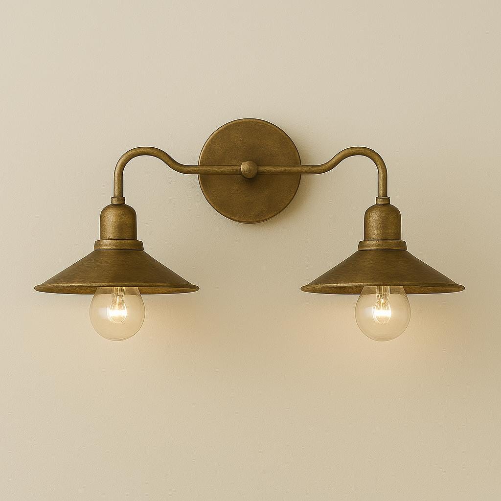 Double Shade Brass Wall Light Sconce, Bedroom Light, Indoor Wall Light, Mid Century Modern Wall Sconce, Reading Lamp