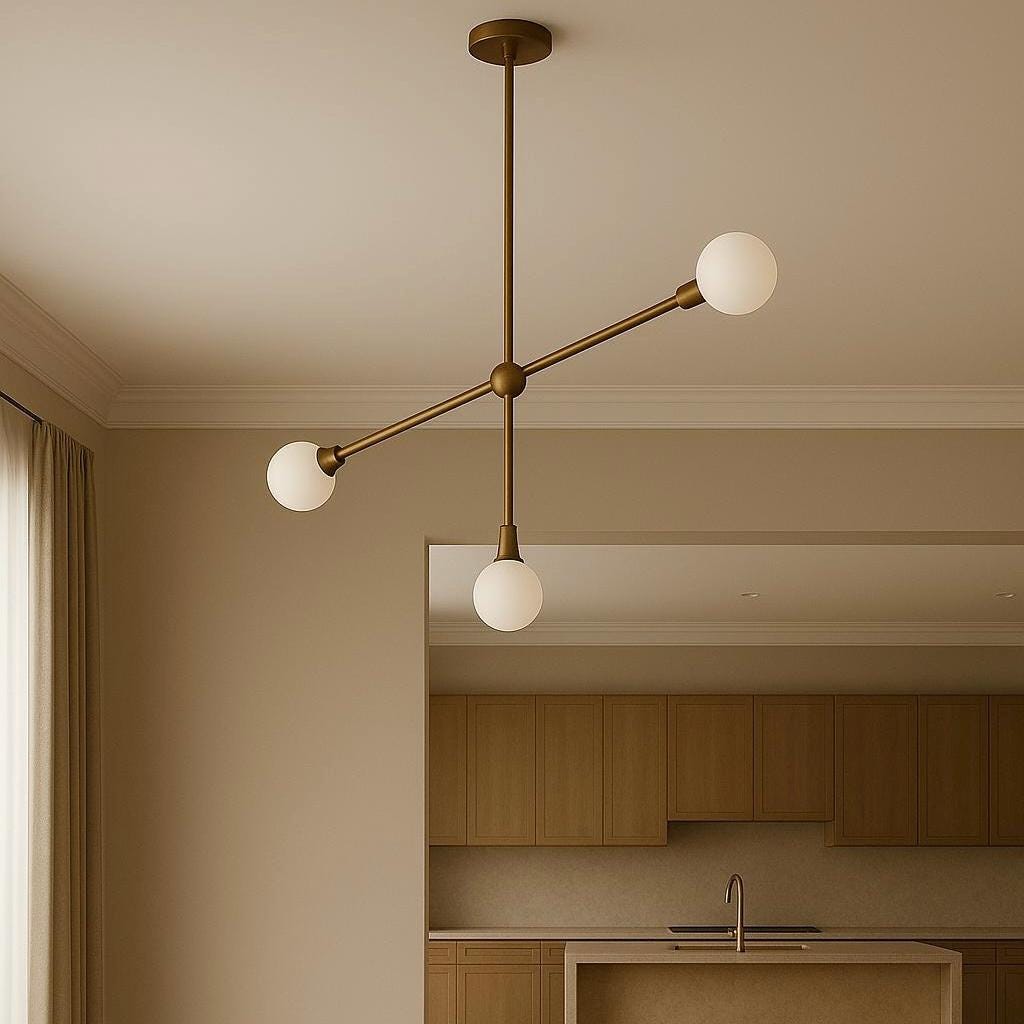Handmade Brass Pendant Light VECTOR, Kitchen Chandelier Lighting, Brass Finish Light Pendant, Modern Chandelier, Ceiling Light Fixture
