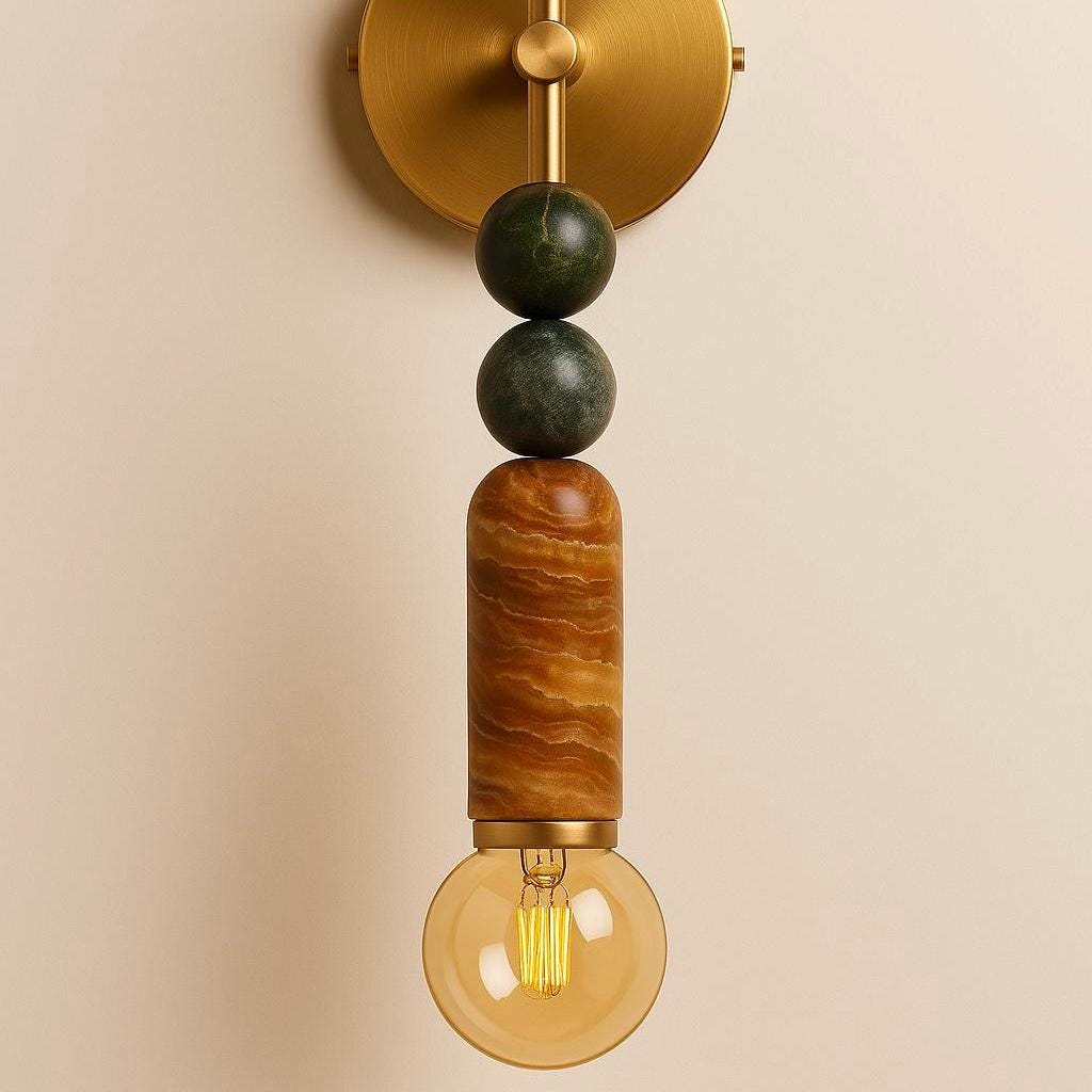 Marble Wall Sconce Light, Brass Wall Light Sconce, Bedside Lamp, Indoor Wall Light, Mid Century Modern Wall Sconce, Reading Light