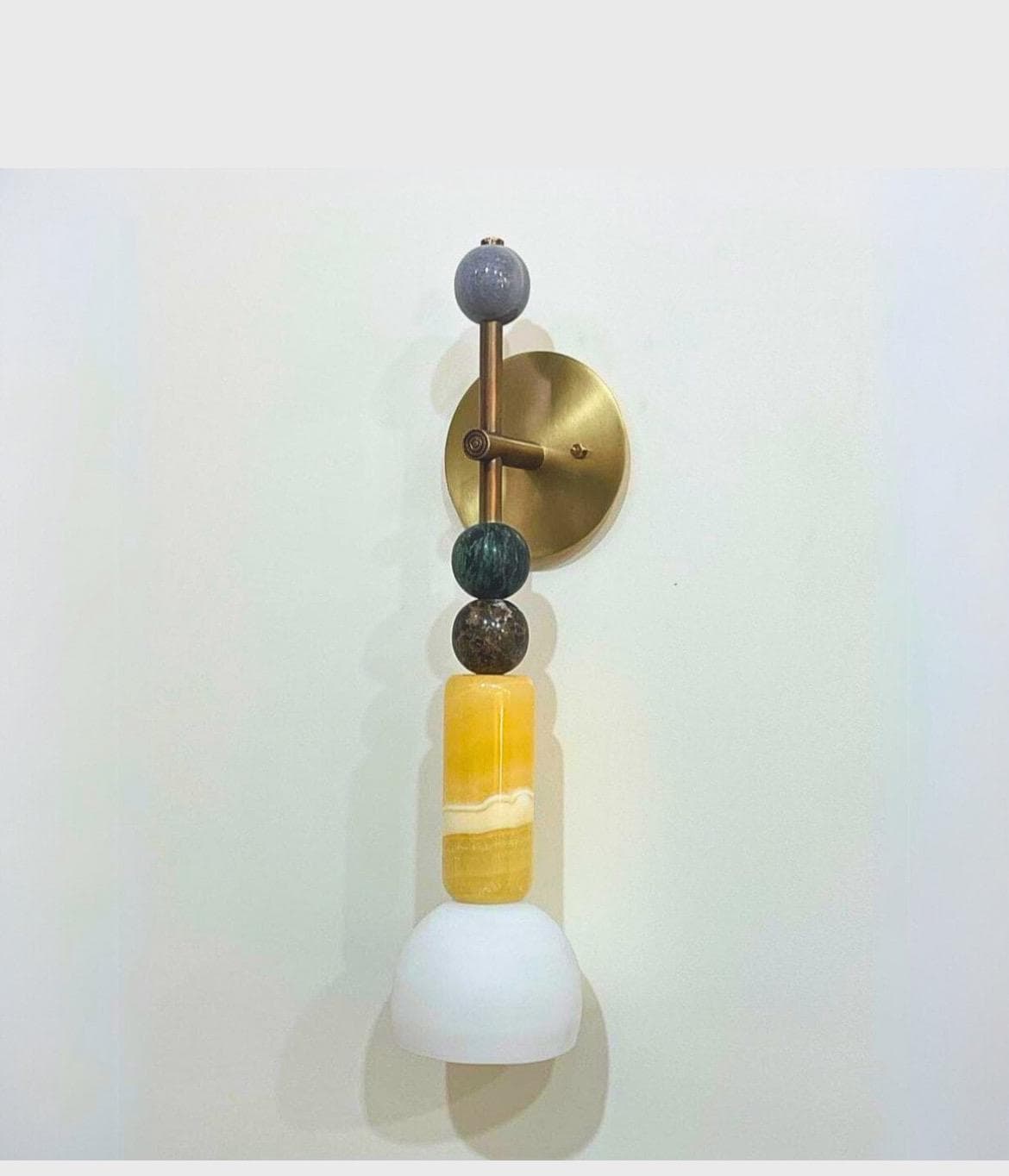 Marble Stone Wall Sconce Light, Modern Wall Sconce, Mid Century Wall Light Sconce, Indoor Wall Lamp, Handcrafted Brass Light fixture