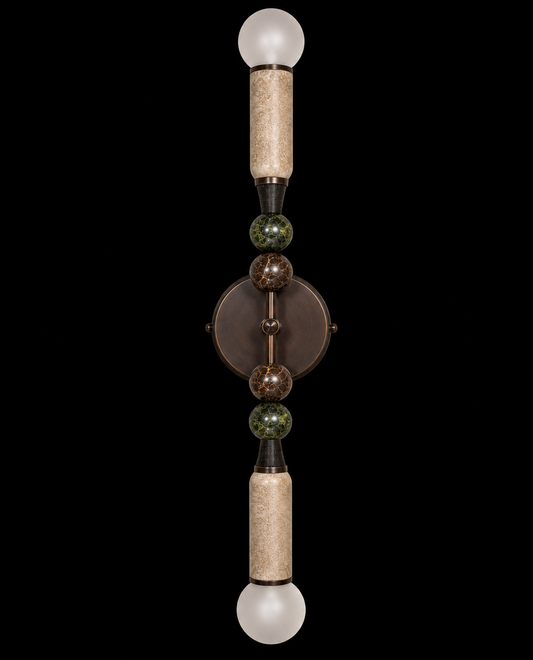 NEW Gold Wall sconce Lighting, Double Talisman Wall Light Sconces, Handcrafted Wall Lamp, Marble Gemstone Wall Lighting