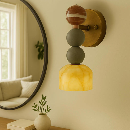 Modern Alabaster Sconce Light, Mid Century Modern Wall Sconce, Vintage Wall Light Sconce, Minimal Sconce Light