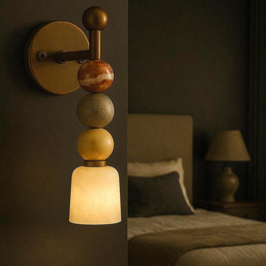 Modern Brass Alabaster Wall Light Sconce, Mid Century Modern Wall Sconce, Vintage Wall Light Sconce, Brass Wall Lamp, Minimal Sconce Light